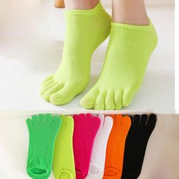 Women Socks 5 Pairs Bright Colour Five Fingers Ankle For Young Pure Cotton Happy Boat Deodorant Sweat-absorbing Toe Sock