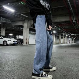 Men's Jeans Solid Denim Straight Leg Pants Men Fashion Casual Zipper Pocket Long Trousers Mens Designer Clothes