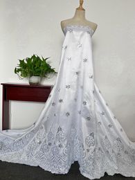 KY-3012 White George Lace Fabric African on Sale 2023 High Quality Sewing Craft Silk Wedding Dresses for Women Occasion Party Nigerian New Arrivals Autumn