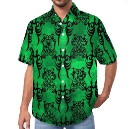 Men's Casual Shirts Vintage Damask Tribal Print Beach Shirt Hawaiian Trendy Blouses Male Large Size