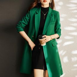 Abiti da donna Autunno Inverno Moda coreana Elegante giacca allentata Ufficio Tempo libero Solido Blazer esteso Cardigan Cappotto Top 2023