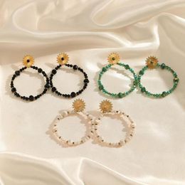 Hoop Earrings -Sale Handmade Crystal Beaded Bohemia Big Circle Stainless Steel Earring For Women Trendy Jewellery