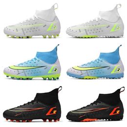 New Children's High Top Football Boots Womens Mens Kids Anti Slip TF AG Long Nails Soccer Shoes Youth Professional Training Shoes Big Size 33-46