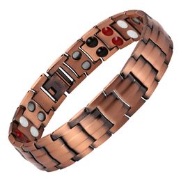 Bangle Double Row Bio Elements Energy Germanium Bracelet for Men's Cuff Jewelry Hand Chain 99.95% Pure Copper Bangles 230907