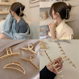 Hair Clips Barrettes Fashion Metal Claw Gold Silver Geometric For Women Girl Elegant Crab Vintage Hairpin Accessories 230907