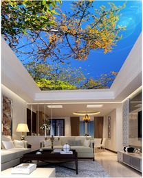 Wallpapers Custom Po Wallppaer Blue Sky And Green Trees Ceiling Wallpaper Mural Ceilings