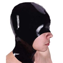 Wide Brim Hats Bucket Latex mask fetish hoods unisex standard seamless hats sexy cap no rear zipper style 230907