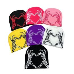 Berets Vintage Y2k Knitting Beanies Hat Men Women Paragraph Quality Elastic Cap Heart Couple Warm Fashion Hundred Take Cold Skull Caps