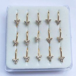 Labret Lip Piercing Jewellery 15pcs Nose Rings Clip On zircon Copper plated 18k gold Non flower Cuff Nariz Wholesale 230906