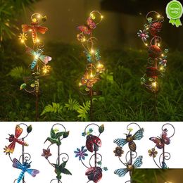 Other Housekeeping Organisation Solar Garden Lawn Light Outdoor Decorative Butterfly Bee Art Lamp Metal Iron Waterproof Copper Wire Dhixg