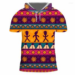 Men's T Shirts IFPD EU Size Summer Men Casual Print Cartoons Totem Pattern 3D Hooded Shirt Oversize Femme Hiphop Short Sleeve Tshirt