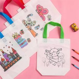 HOME DIY environment-friendly bag non-woven graffiti art hand-colored cloth hand-painted painting handbag material C0614G10292f