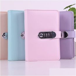 Notepads Wholesale Password Lock Loose-Leaf Hand Book Mtifunctional Diary Buckle Notepad Simple Student Stationery Notebook 230515 Dro Dh9Cl
