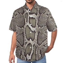 Men's Casual Shirts Faux Boa Snakeskin Vacation Shirt Animal Skin Print Hawaiian Men Street Style Blouses Graphic Clothing Plus Size