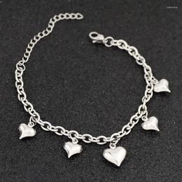 Charm Bracelets Fashion Women Simple Female Sliver Colour Trend Stainless Steel Lover Bead Chain Bracelet Gift Jewellery