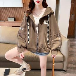 Women's Hoodies Versatile College Style Zippered Sweatshirts For Women 2023 Korean Version Loose Casual Design Feel Hooded Cardigan