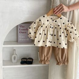 Kinder Kleidung Herbst Süße Sets Baby Mädchen Kleidung Dot Hemd und Hosen 2PCS Casual Anzüge 2619