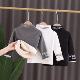 Hoodies Sweatshirts Winter Polyester Boys Girls T Shirt Korean Version Fashion Plus Velvet Thick Half Turtleneck Casual Children s Clothing 230906