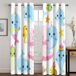 Curtain Cute Little Whale Curtains For Living Room Kids Bedroom Blinds Windows Balcony Doorway Hall Custom Drape Long Cortinas