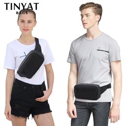 Waist Bags TINYAT Men's Bag Pack Phone Purse Money Travel Large Women Belt Pouch Waterproof Shoulder Black Fanny Bum 230906