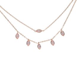 Chains 32 8cm Link Chain Waterdrop Leaf Shape Choker Necklace For Women Men Iced Out Bling Big CZ Rose Gold Colour Daily Party Gift