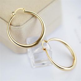 Hoop Earrings Big Circle 18K Gold Plated Huggie Simple Design For Women Girls Party Holiday Gift Ideas