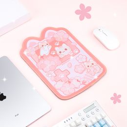 Other Office School Supplies Laptop Kawaii Mouse Pad Cute Pastel Pink Sakura Cat Desk Mat Water Proof Nonslip Accessories 230907