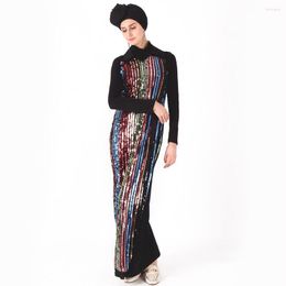 Ethnic Clothing Ramadan Fashion Sequins Abaya Dubai Adult Dress Muslim India Women Islamic Caftan L218