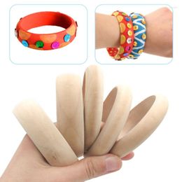 Bangle 6Pcs Unfinished Blank Wood Bracelets Natural Round Ring Wooden Circle For DIY Painting Craft Jewelry Making