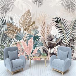 Wallpapers Nordic Tropical Plants Rainforest Leaves Interior Decor Wallpaper For Living Room Bedroom Leisure Style Mural