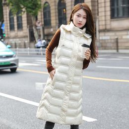 Women's Vests GRELLER 2023 Snow Parkas Jakcet Women Winter Autumn Warm Long Hooded Vest Thick Coat For Waistcoat Outerwear