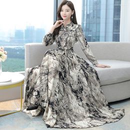 Ethnic Clothing 4XL Muslim Women Floral Chiffon Maxi Evening Dress 2023 Boho Beach Party Caftan Vestidos Korean Vintage Elegant Modest