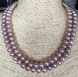 Chains Double Strands South Sea 9-10mm Lavender Pearl Necklace 17"18"