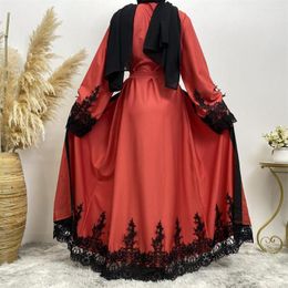 Ethnic Clothing Ramadan Muslim Red Lace At Hem Prayer Dress Garment Jilbab Cover Islam Latest Abaya For Dubai Modest Gowns Women