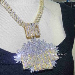 Ciondoli hip-hop in argento sterling 925 ghiacciati per la creazione di gioielli Ciondolo con diamante Moissanite Vvs Idtmp