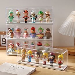 Storage Boxes Bins Acrylic Clear Doll Toys Organiser Box Mystery Display Stand Popmart Case Waterproof Dust Proof Blind 230907