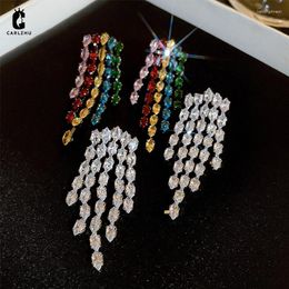 Dangle Earrings 2023 Delicate Shine Zircon Long Tassel For Women Exaggerated Water Drop Earring Party Jewelry Gifts