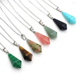 Pendant Necklaces Natural Semi-precious Stone Conical Boutique Pink Crystal Necklace DIY Fashion Charm Jewellery Gift 1pcs