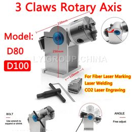 LY Professional D80 D100 3 Claws Rotary Axis Diameter 80mm 100mm For Fiber Laser Marking / Laser Welding / CO2 Laser Engraving