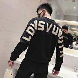 Men's Hoodies Fashion Luxury Warm Streetwear Sweatshirt Casual Spring Autumn Letters Print Loose O-Neck Y2k Male Long Sleeve Top Clothes