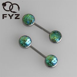 Labret Lip Piercing Jewellery 10pcs Steel Nipple Bar Ring Barbell with Forward Facing Mermaid Scale Body 230906