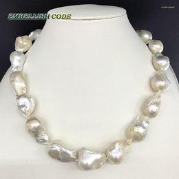 Chains Fashion Elegant Large Size Natural Baroque Pearl Nucleated FlameBall Shape Necklace For Woman Wedding Proposal Gift Jewellery