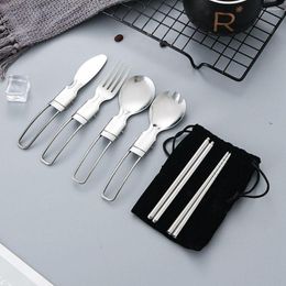 Dinnerware Sets Coffee Spoon Dining Flatware For Salad Chopsticks Kitchen Tool Tableware Folding Fork Cutlery Set Serving