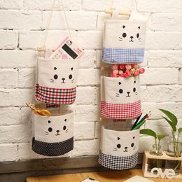 Storage Boxes Cotton And Linen Pocket Wall Mounted Wardrobe Door Fabric Miscellaneous Bag Hanging Organiser