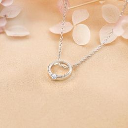 Chains Fashion Trend S925 Silver Inlaid 5A Zircon Ladies Personality Design Light Simple Clavicle Chain Flash Diamond Ring Pendant