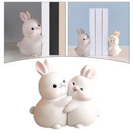 Decorative Objects Figurines Lovely Rabbit Bookend Bunny Book Ends Stand Holder Bookends for Desk Office Home Shelf Ornaments 230907
