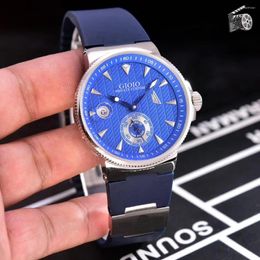 Wristwatches Men Automatic Mechanical Watch Black Blue Rubber Calendar