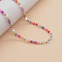 Chains Cross Border European And American Personalised Ethnic Style Collarbone Chain Coloured Soft Pottery Genuine Fake Pearls Co