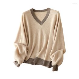 Women's Sweaters Cashmere Women High Quality V-Neck Office Lady Tops 2023 Pullover Autumn/Winter A-straight