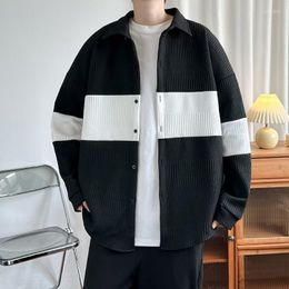 Men's Jackets Men Knitting Cardigan Spring Autumn Buttons Patchwork Turn-down Collar Outerwear Male Long Sleeve Coats Casual Knitwear